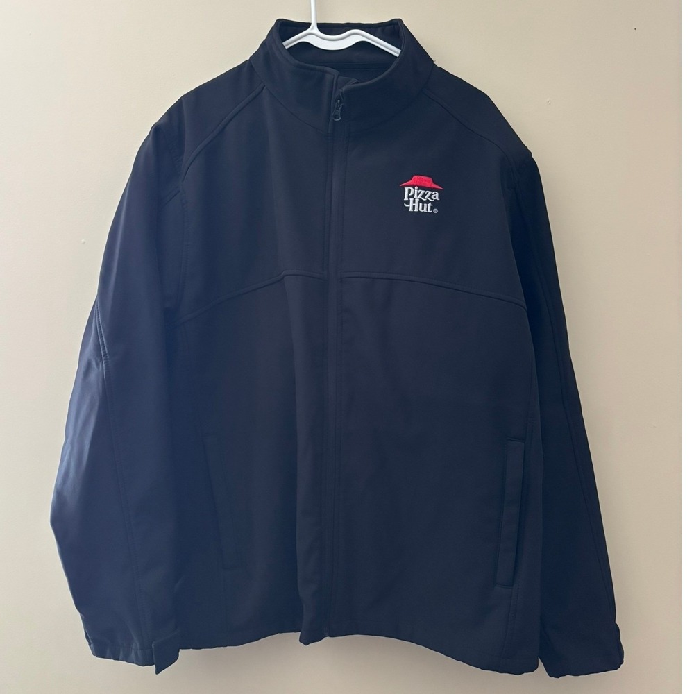 Pizza Hut Employee Uniform Softshell Jacket Mens XL Black IQ Apparel Full Zip